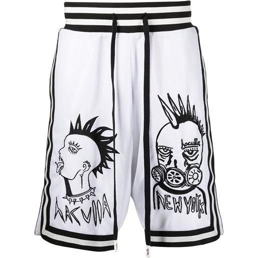 Haculla shorts con stampa face off - bianco