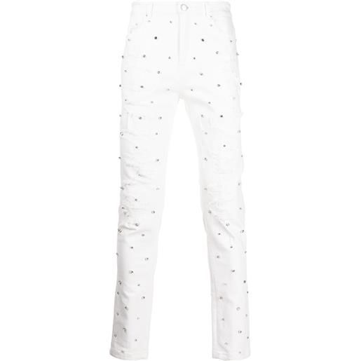God's Masterful Children jeans apocalypse con zirconia cubica - bianco