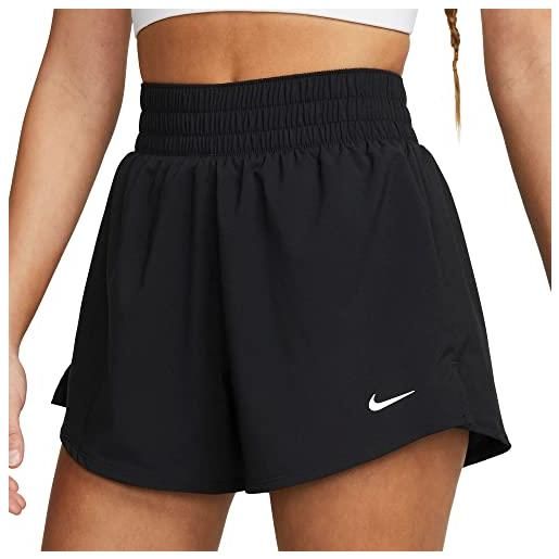 Nike one df hr pantaloncini, nero/argento lucido, l donna