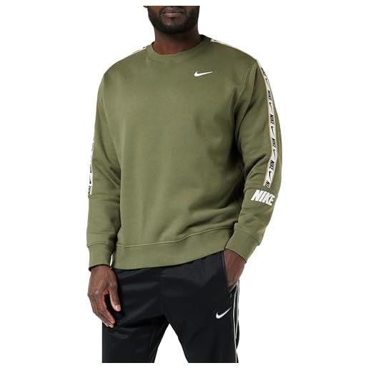 Nike repeat fleece crew bb sweatshirt, maglia di tuta uomo, verde oliva/bianco, xxl