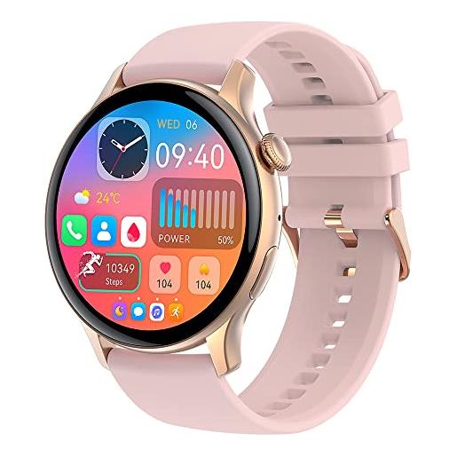 GaWear smartwatch donna chiamate bluetooth, 1.43amoled hd display smartwatch con cardiofrequenzimetro spo2 sonno fisiologia femminile ip68 impermeabile, notifiche messaggi, 100+ modalità sportive (oro)