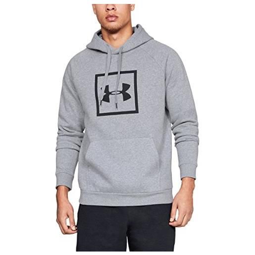 Under Armour rival fleece box logo hoodie felpa con cappuccio, uomo