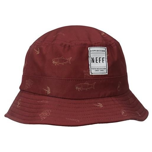 Neff trouty cuffia maroon, unisex, trouty bucket hat, maroon, taglia unica