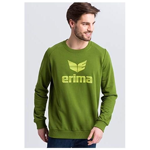 Erima felpa essential sweatshirt, uomo, twist of lime/lime pop, s