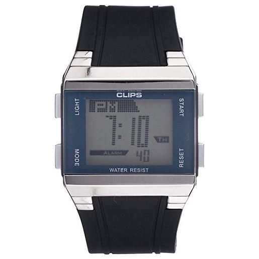 Clips 539-6003-94 orologio da polso, digitale, uomo, caucciù, nero
