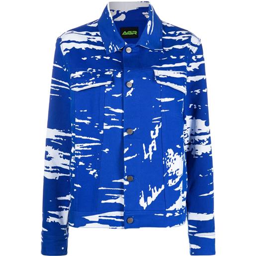 AGR giacca-camicia con stampa grafica - blu