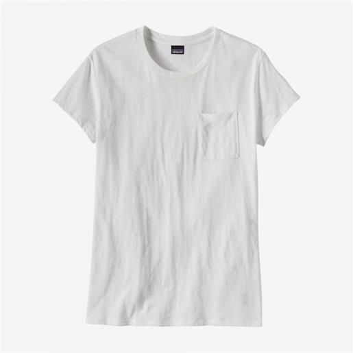Patagonia w's mainstay t-shirt m/m taschino cotone fiammato bianca donna