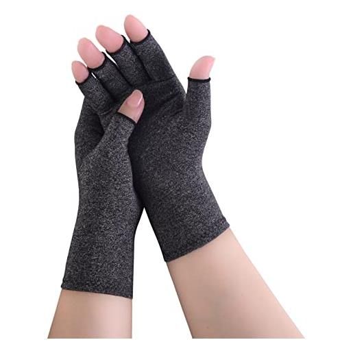 Donfri guanti per artrosi alle mani, senza dita, per alleviare il dolore, giocare, digitazioni e polpette, per uomini e donne (l, 1 paio)