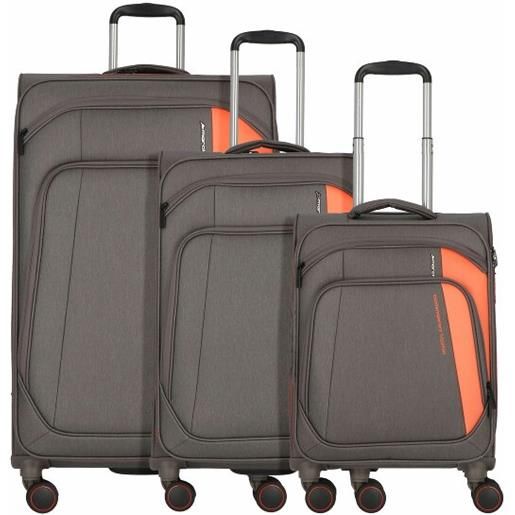 March15 Trading seychelles 4 ruote set di valigie 3 pezzi con piega di espansione grigio