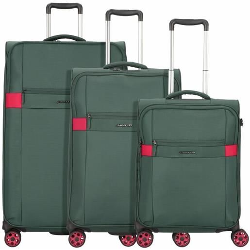 March15 Trading kober 4 ruote set di valigie 3 pezzi con piega di espansione verde