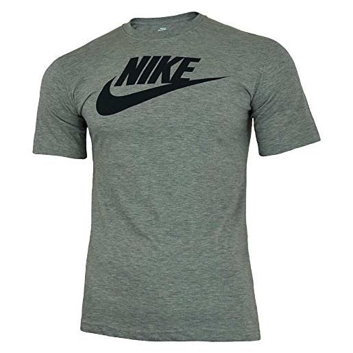 Nike tee icon futura, maglietta uomo, grigio (dark grey heather/black/white 063), x-large
