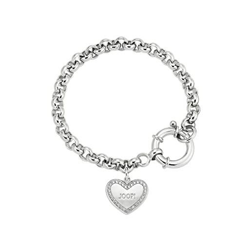 Joop!Bracciale da braccio da donna in argento 925, con zirconi sintetici, 17+3 cm, argento, cuore, fornito in confezione regalo per gioielli, 2025051