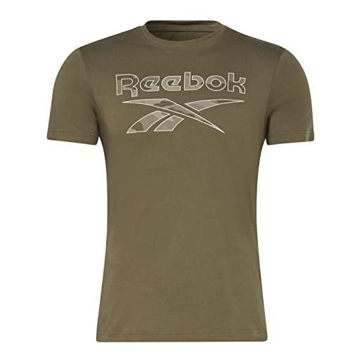 Reebok identity camo, t-shirt uomo, army green, xs