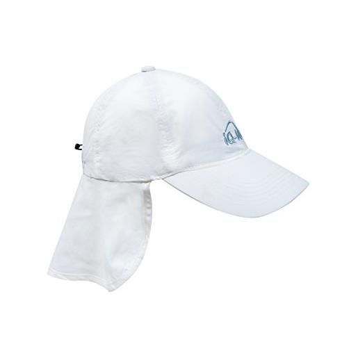 IQ-UV 3171222100-os, cappellino con protezione per collo, copricapo protettivo uv unisex-adulto, bianco, 55-61cm