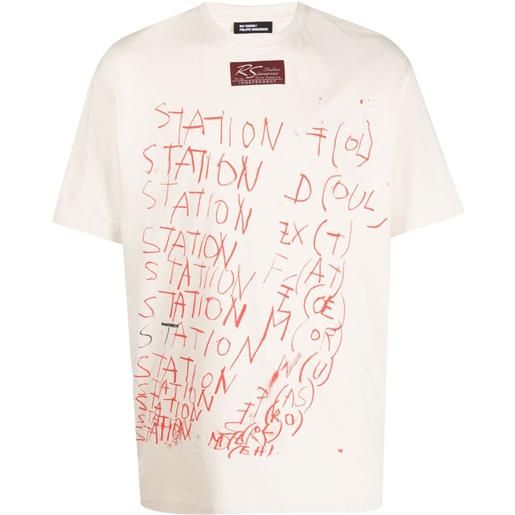 Raf Simons t-shirt con stampa grafica - toni neutri