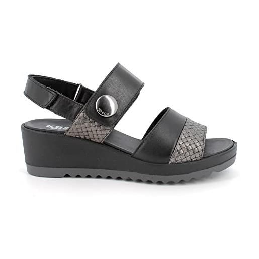 Igi&co donna calypso, sandali con zeppa, nero, 39 eu