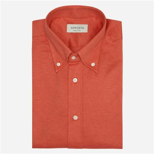 Apposta camicia tinta unita rosso 100% puro cotone jersey doppio ritorto, collo stile collo button down