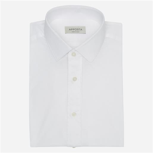 Apposta camicia tinta unita bianco 100% puro cotone jersey doppio ritorto, collo stile collo italiano aggiornato a punte corte