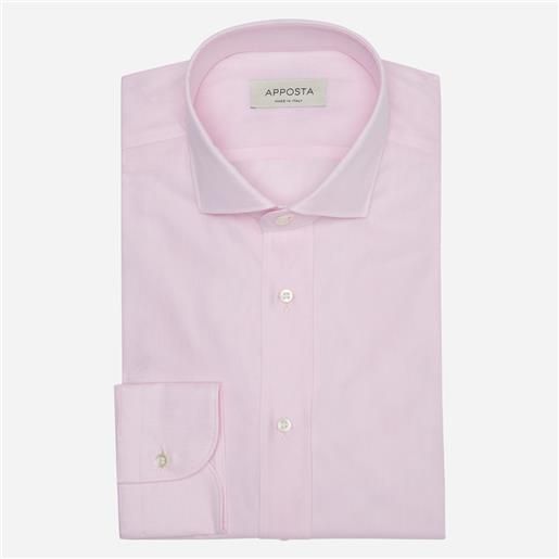 Apposta camicia tinta unita rosa 100% puro cotone giro inglese, collo stile collo francese aggiornato a punte corte