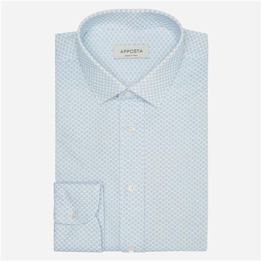 Apposta camicia disegni a pois azzurro 100% puro cotone jersey, collo stile collo italiano aggiornato a punte corte