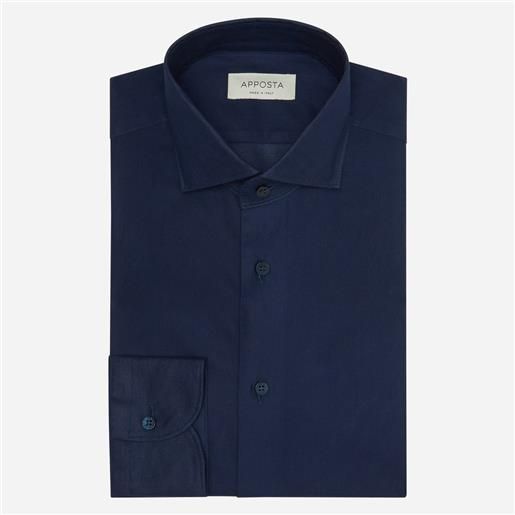 Apposta camicia tinta unita blu 100% puro cotone giro inglese doppio ritorto, collo stile collo francese basso