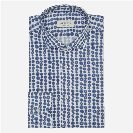 Apposta camicia disegni blu 100% puro cotone giro inglese doppio ritorto, collo stile collo francese aggiornato a punte corte