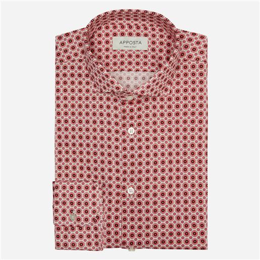 Apposta camicia disegni a pois rosa 100% puro cotone jersey doppio ritorto, collo stile collo francese aggiornato a punte corte