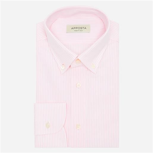 Apposta camicia righe rosa 100% puro cotone oxford supima, collo stile collo button down piccolo