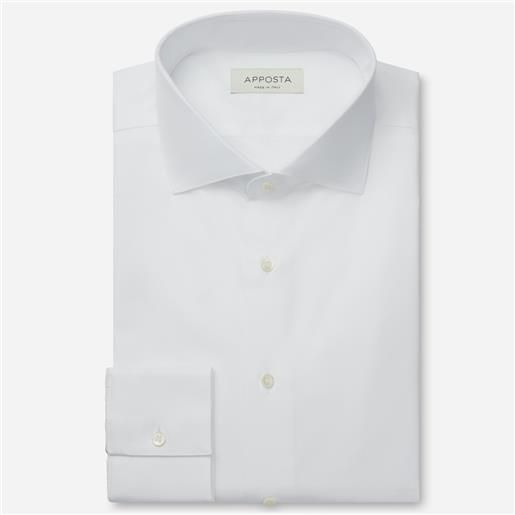 Apposta camicia tinta unita bianco 100% puro cotone popeline doppio ritorto giza 87, collo stile collo francese basso