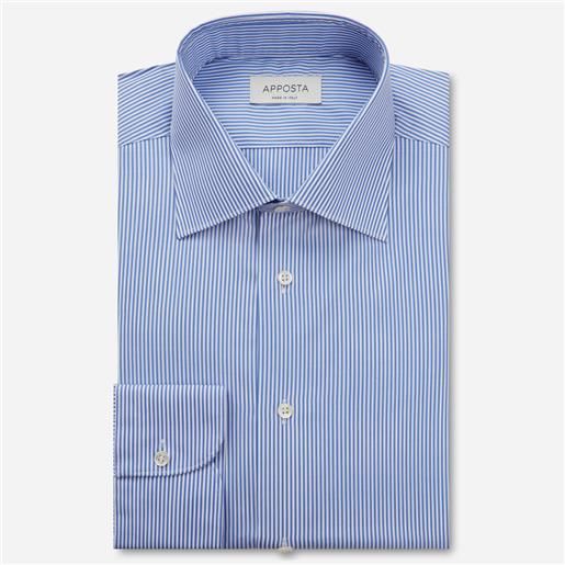 Apposta camicia righe azzurro 100% puro cotone twill doppio ritorto, collo stile collo semifrancese