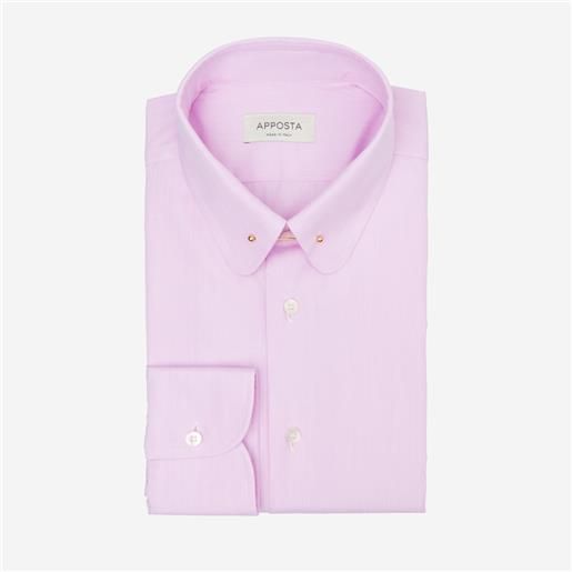 Apposta camicia tinta unita rosa 100% puro cotone popeline doppio ritorto, collo stile collo con spilla