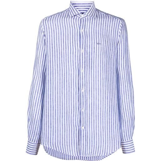 Paul & Shark camicia a righe con ricamo - blu