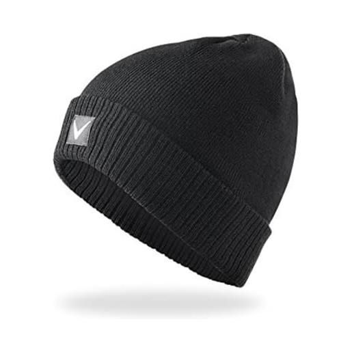 Black Crevice berretto da uomo dal design sportivo i berretto a maglia in taglia unica di stile (taglia unica, nero)
