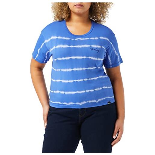 Hurley w oceancare palm stripes ss tee maglietta, blu (dazzling blue), xs donna