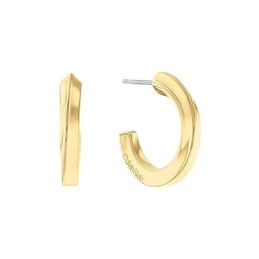 Calvin Klein orecchini a cerchio da donna collezione twisted ring in acciaio inossidabile, oro (yellow gold), taglia unica