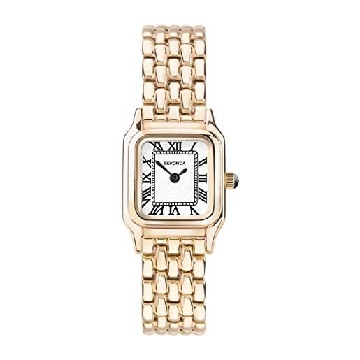 Sekonda monica - orologio al quarzo da donna, 20 mm, con quadrante analogico e cinturino in lega, colore: bianco, oro rosa
