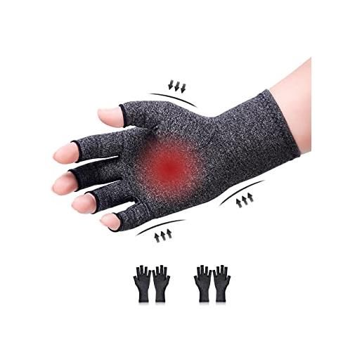 Guanti per artrosi alle mani con rame, guanti artrite guanti senza dita  guanti compressione artrite reumatoide mani，per donne e uomini, sollievo  dal