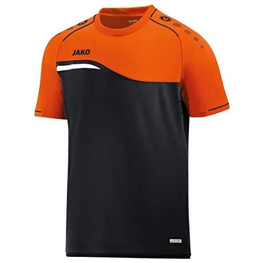 JAKO competition 2.0 maglietta da donna, uomo, competition 2.0, nero/arancione fluo, xl