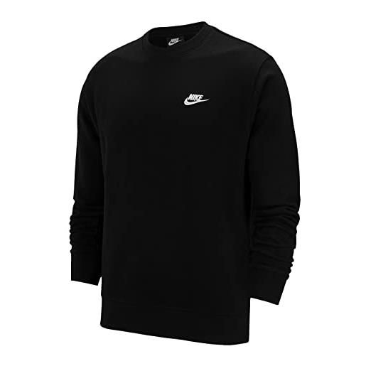 Nike m nsw club crw bb, t-shirt a manica lunga uomo, black/(white), m-t