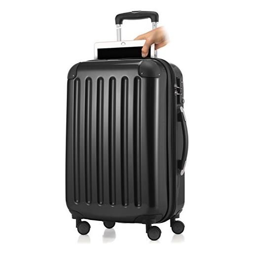 Hauptstadtkoffer - alex - bagaglio a mano con scomparto per laptop, valigia rigida, trolley espandibile, 4 doppie ruote, tsa, 55 cm, 42 litri, nero