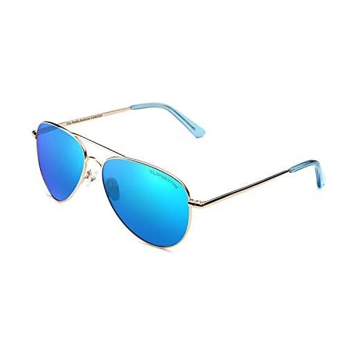 CLANDESTINE - occhiali da sole a10 light blue by elsa pataky - lenti in nylon hd a specchio e montatura in acciaio inox - occhiali unisex - smart vision technology - più nitidezza e meno riflessi