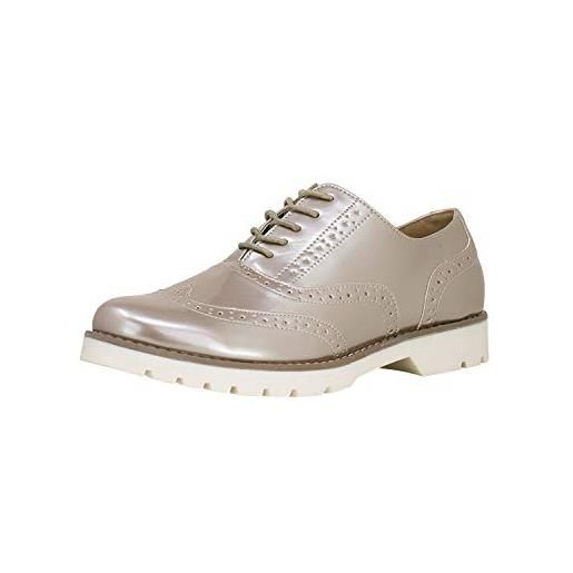 Fitters Footwear That Fits donne scarpa stringata isabelle finta pelle scarpe eleganti brogue in vernice con laccio (43 eu, beige)