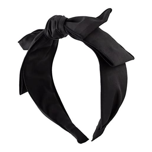 Righe e Pois 32-323- cerchietto per capelli donna in raso con fiocco grande (nero)
