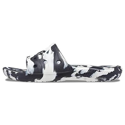 Crocs classic marbled slide, bianco nero, 37/38 eu