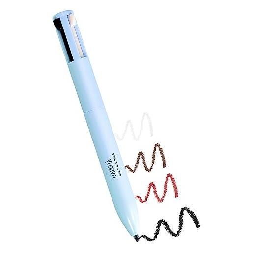 Prreal penna per trucco 4 in 1, eyebrow pencil & eyeliner & lip liner & highlighter pen, all in one makeup pen waterproof eye, lip and face makeup, 4 color multi-function beauty pencil (blue a)