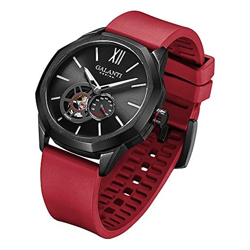CADISEN miyota 82s5 orologio da polso meccanico automatico da uomo con elastico in vetro zaffiro impermeabile, colore: rosso, 43.5mm, cinghie