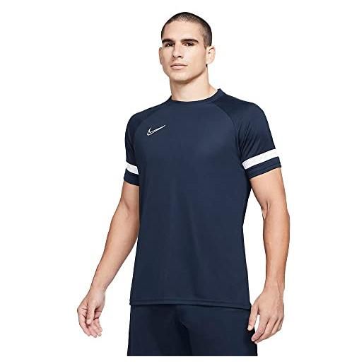 Nike dri-fit academy 21, maglia da calcio manica corta uomo, nero (ossidiana/bianco/blu reale/bianco), x-large