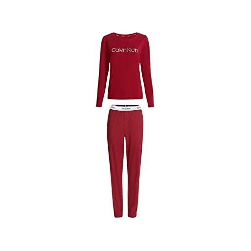 Calvin Klein Jeans calvin klein l/s pant set 000qs6579e pigiama, rosso (red carpet heather), l donna