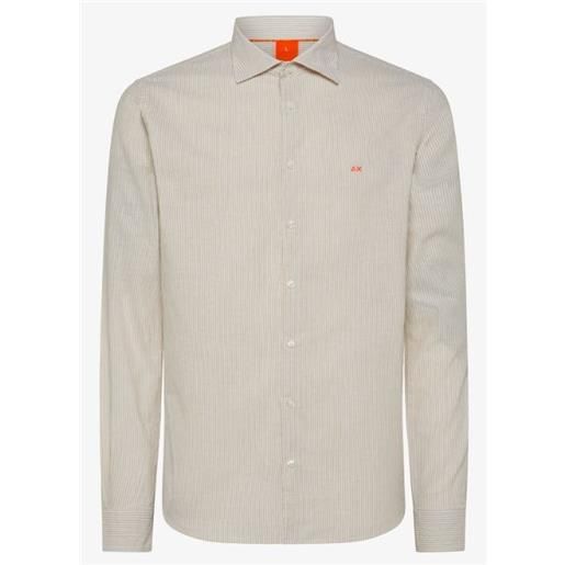 Sun 68 shirt classic stripe l/s camicia righe bianca/beige uomo