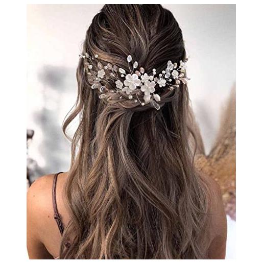 Unicra accessori per capelli da sposa per capelli da sposa con fiore in argento con strass per donne